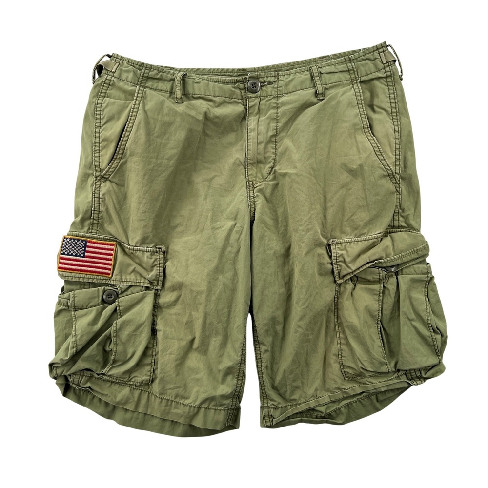 Ralph Lauren Polo Denim Supply Flag Patch Cargo Sportsman Military Shorts 31